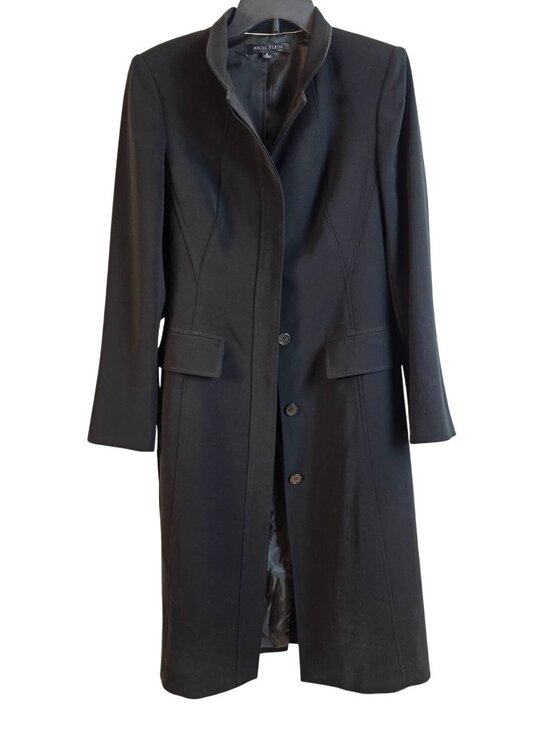 Anne Klein Jackets & Blazers - Anne Klein Black Belted Long Coat Women Size 6 Single Breasted Dress Coat